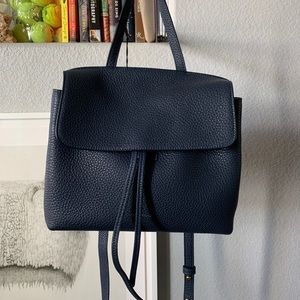 Mansur Gavriel Navy Tumbled Leather Mini Lady Bag